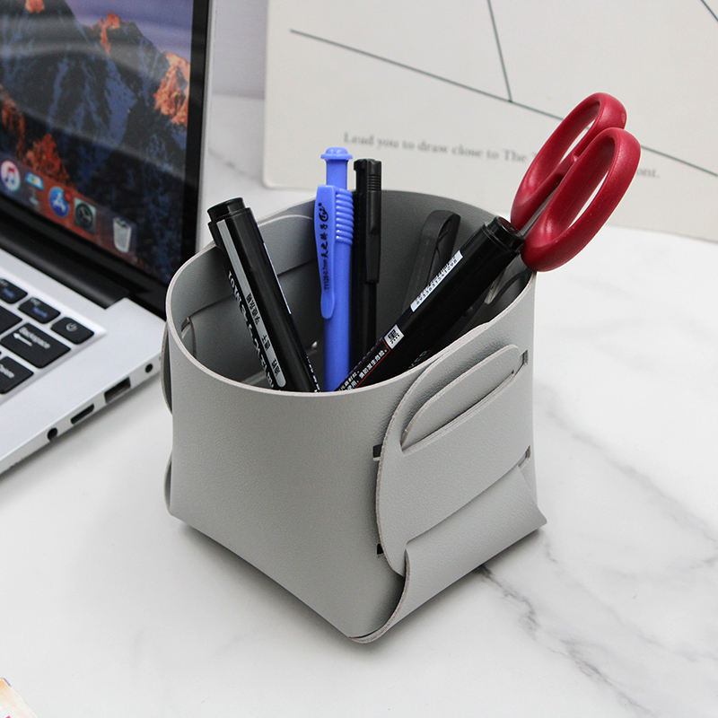 Gray folding desktop pen and stationery holder